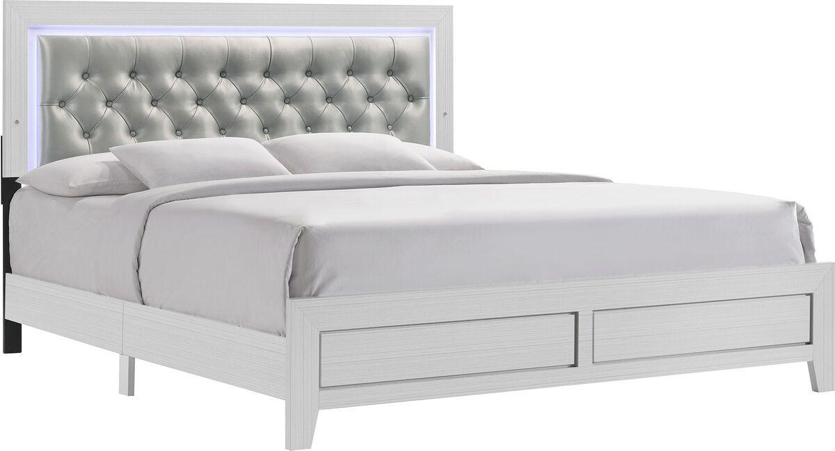 Elements Bedroom Sets - Icon King Panel 5 Piece Bedroom Set in White