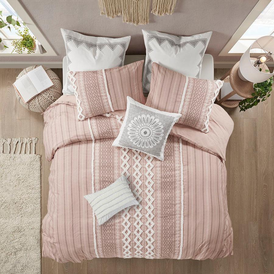 Olliix.com Comforters & Blankets - Imani Cotton Comforter Mini Set Blush Full/Queen