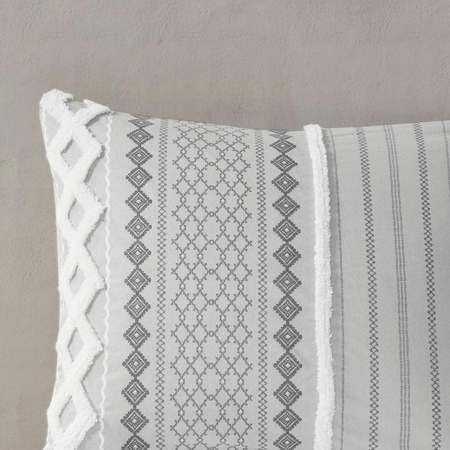 Olliix.com Comforters & Blankets - Imani Cotton Comforter Mini Set Gray Full/Queen