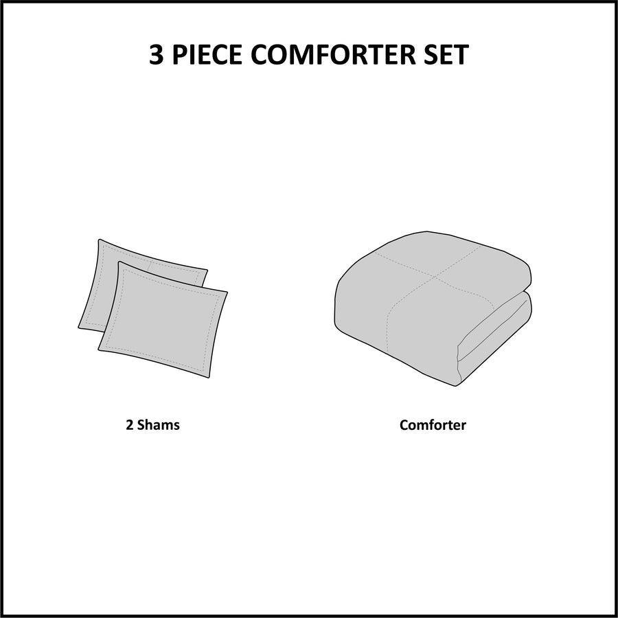 Olliix.com Comforters & Blankets - Imani Cotton Comforter Mini Set Gray Full/Queen