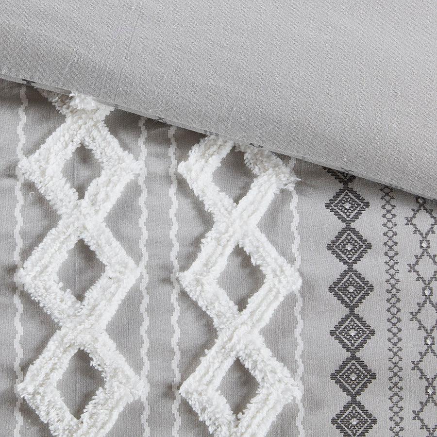 Olliix.com Comforters & Blankets - Imani Cotton Global Inspired Comforter Mini Set Gray King/Cal King