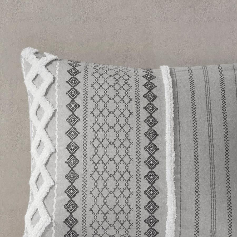 Olliix.com Duvet & Duvet Sets - Imani King/California King Cotton Duvet Cover Mini Set Gray