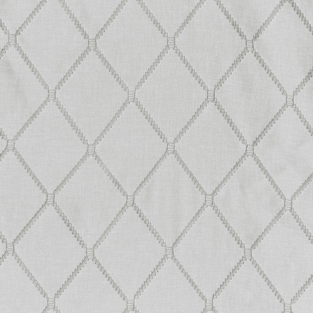 Olliix.com Curtains - Irina 144" Diamond Sheer Embroidered Window Scarf White & Gray
