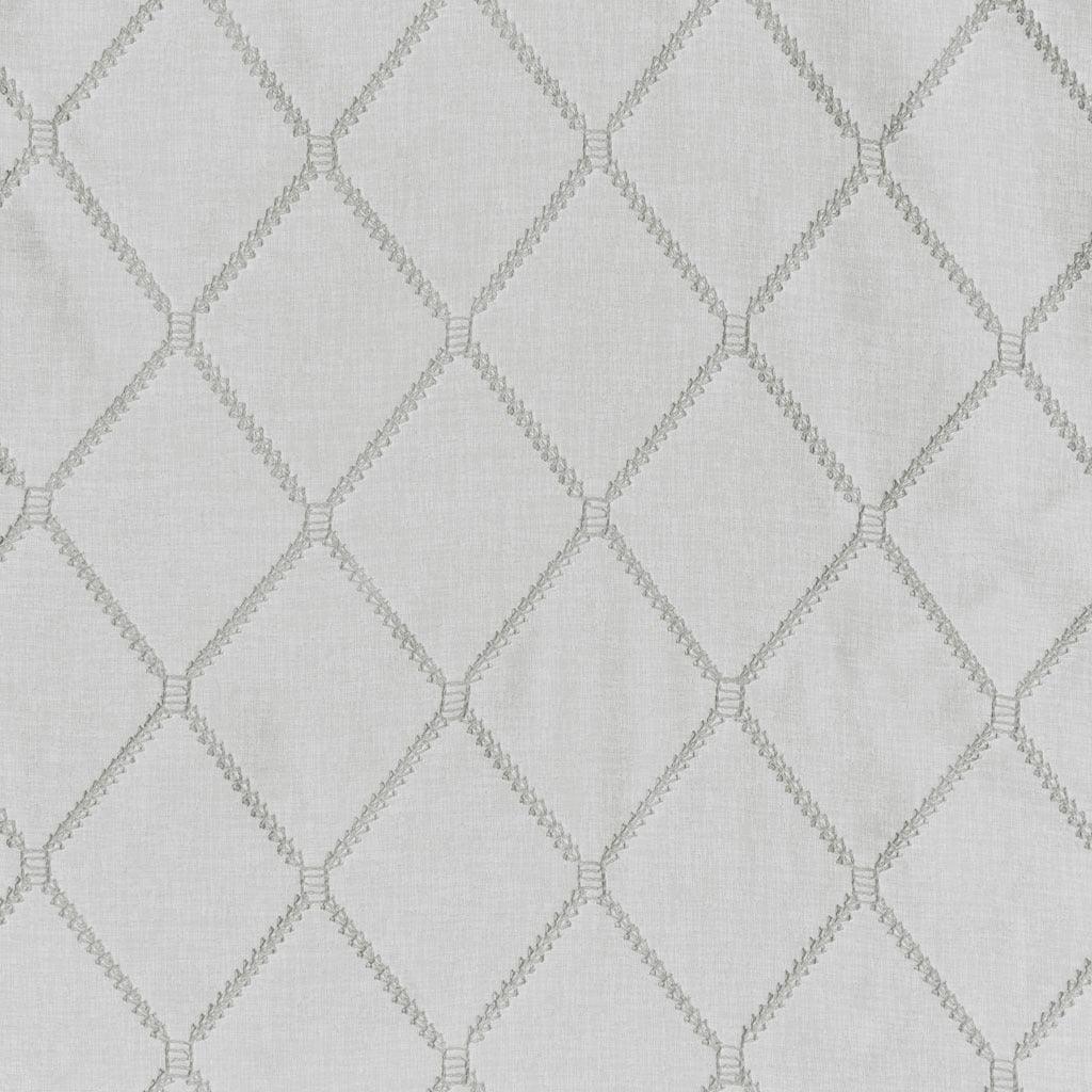 Olliix.com Curtains - Irina 216" Diamond Sheer Embroidered Window Scarf White & Gray