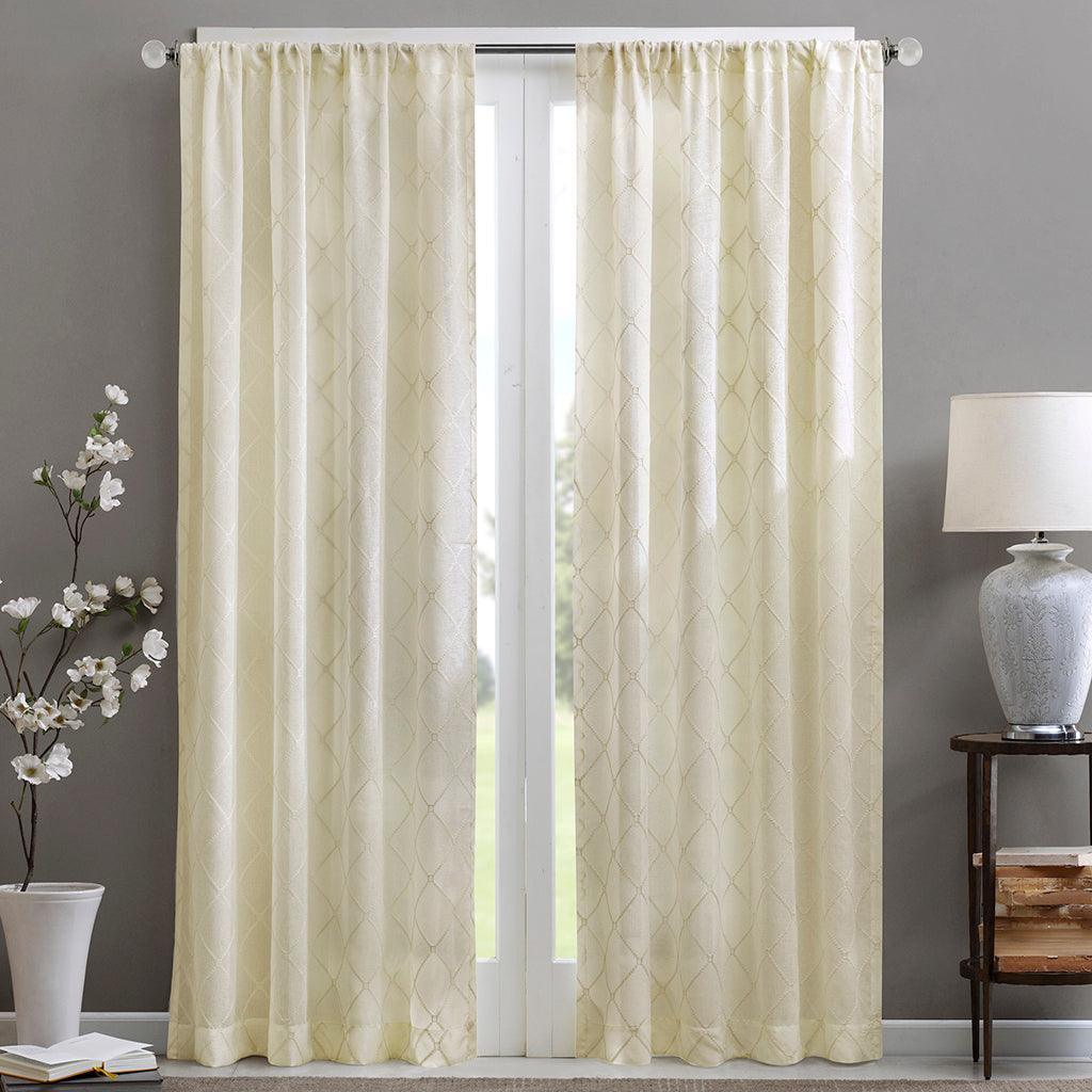 Olliix.com Curtains - Irina 84" Sheer Window Curtain Ivory