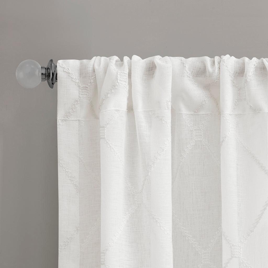 Olliix.com Curtains - Irina 95" Diamond Sheer Window Curtain White