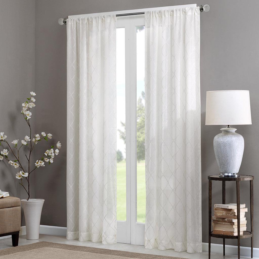 Olliix.com Curtains - Irina Diamond Sheer Window Curtain White