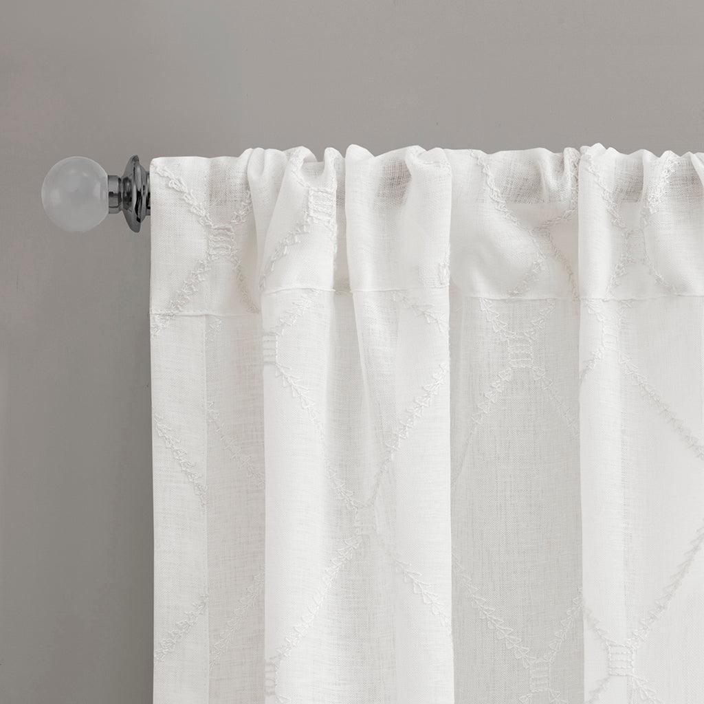 Olliix.com Curtains - Irina Diamond Sheer Window Curtain White