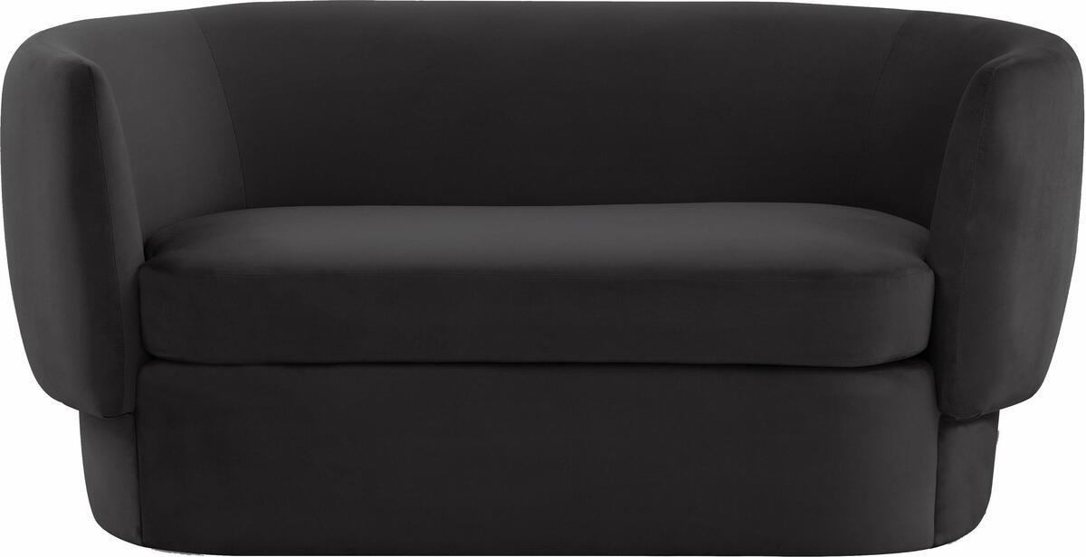 Tov Furniture Loveseats - Isabella Black Velvet Loveseat Black