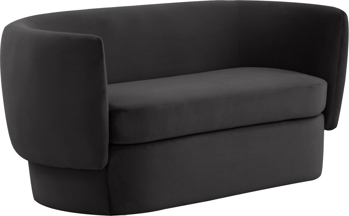 Tov Furniture Loveseats - Isabella Black Velvet Loveseat Black