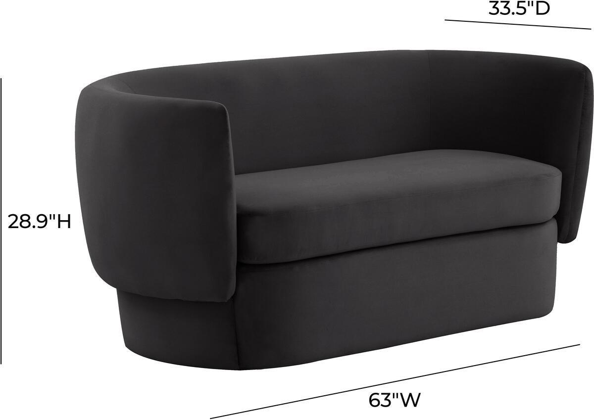 Tov Furniture Loveseats - Isabella Black Velvet Loveseat Black