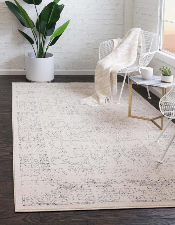 Unique Loom Indoor Rugs - Isabella Traditional 10x14 Rectangular Rug Ivory/Black