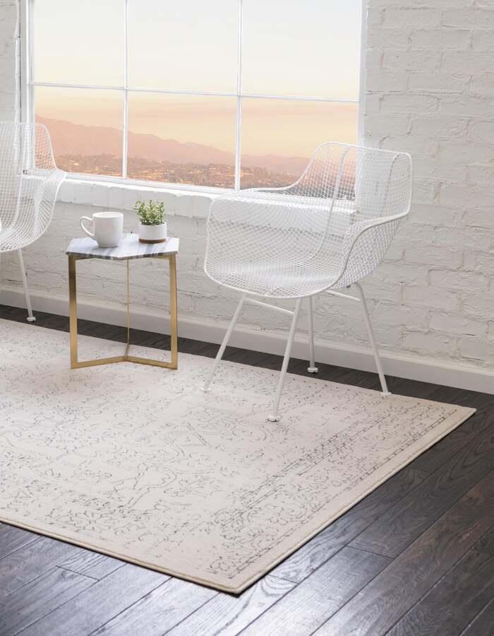 Unique Loom Indoor Rugs - Isabella Traditional 10x14 Rectangular Rug Ivory/Black