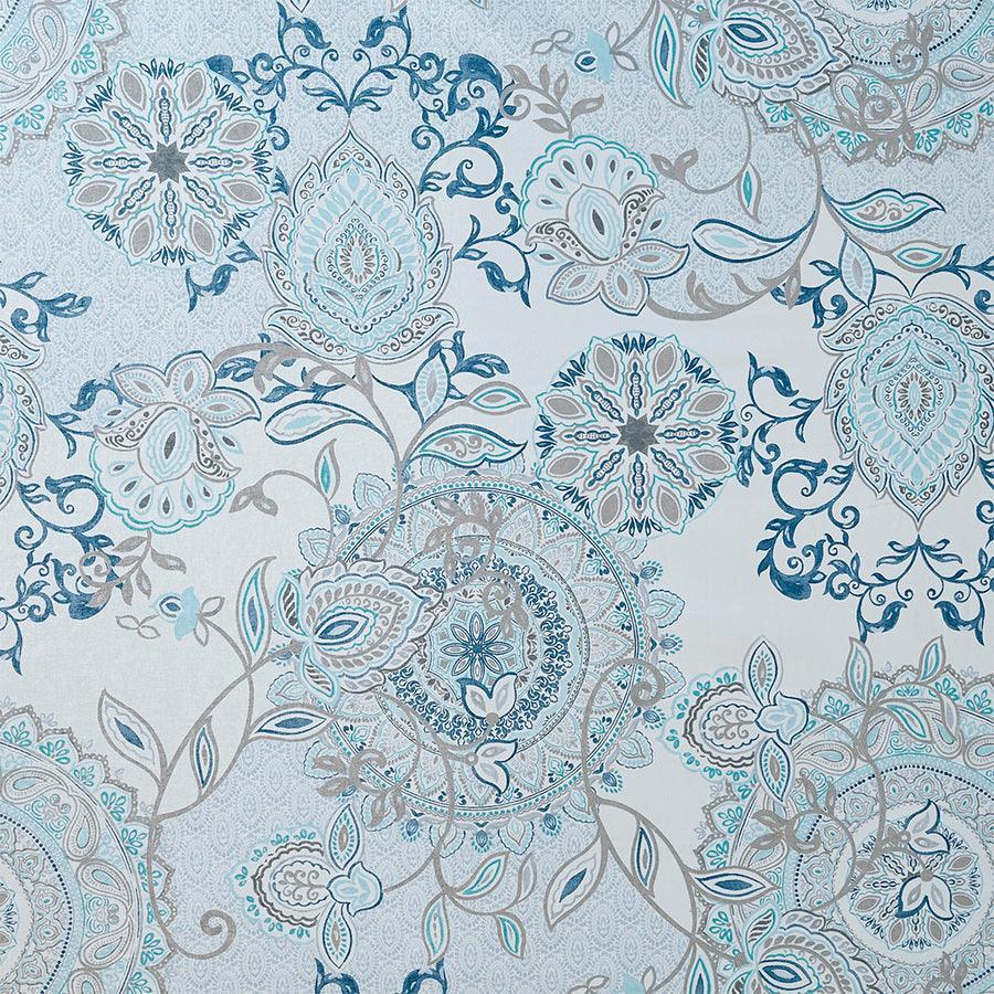 Olliix.com Shower Curtains - Isla Cotton Printed Shower Curtain Blue