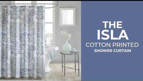 Olliix.com Shower Curtains - Isla Cotton Printed Shower Curtain Blue