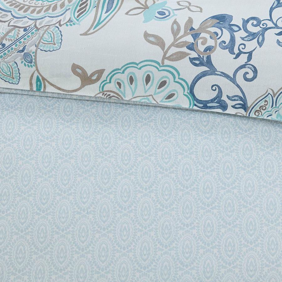 Olliix.com Duvet & Duvet Sets - Isla Global Inspired 3 Piece Cotton Printed Reversible Duvet Cover Set Full/Queen Blue