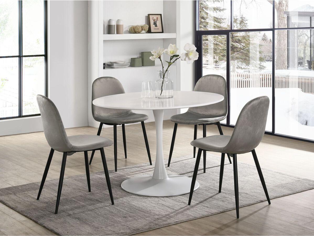Elements Dining Chairs - Isla Velvet Side Chair in Light Grey