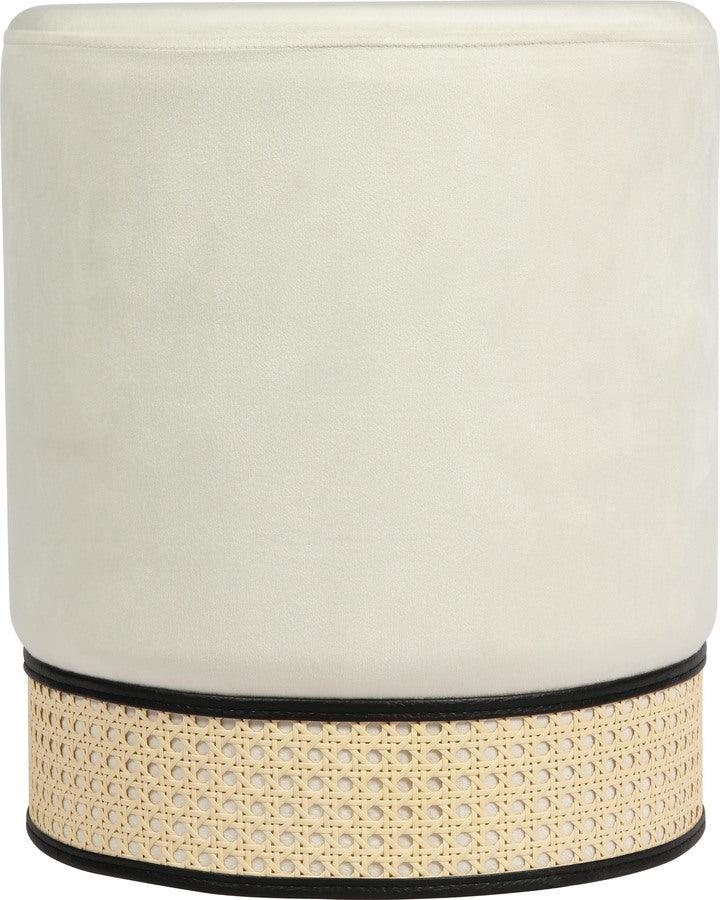 Tov Furniture Ottomans & Stools - Ivy Cream Velvet Ottoman