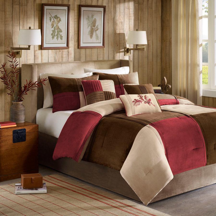 Olliix.com Comforters & Blankets - Jackson Transitional Blocks 7 Piece Comforter Set Red Queen