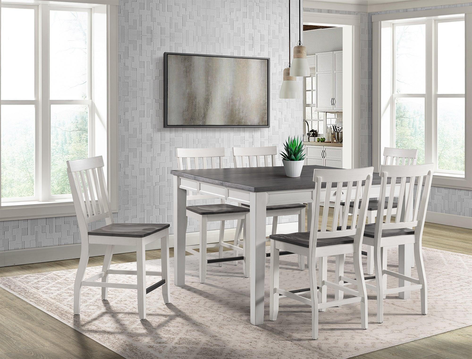 Elements Dining Sets - Jamison Two Tone 7PC Counter Height Dining Set-Table & Six Chairs