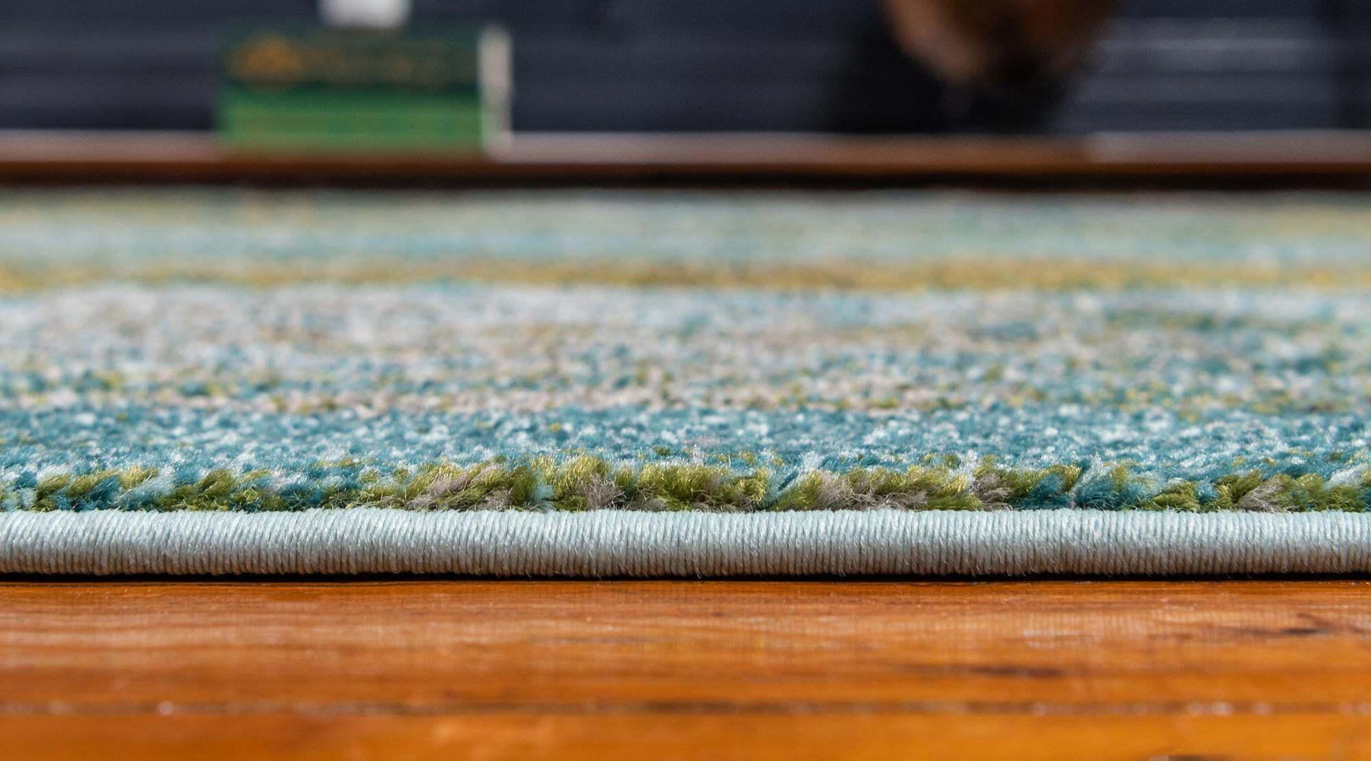 Unique Loom Indoor Rugs - Jardin Abstract Rectangular 8x10 Rug Turquoise & Gray