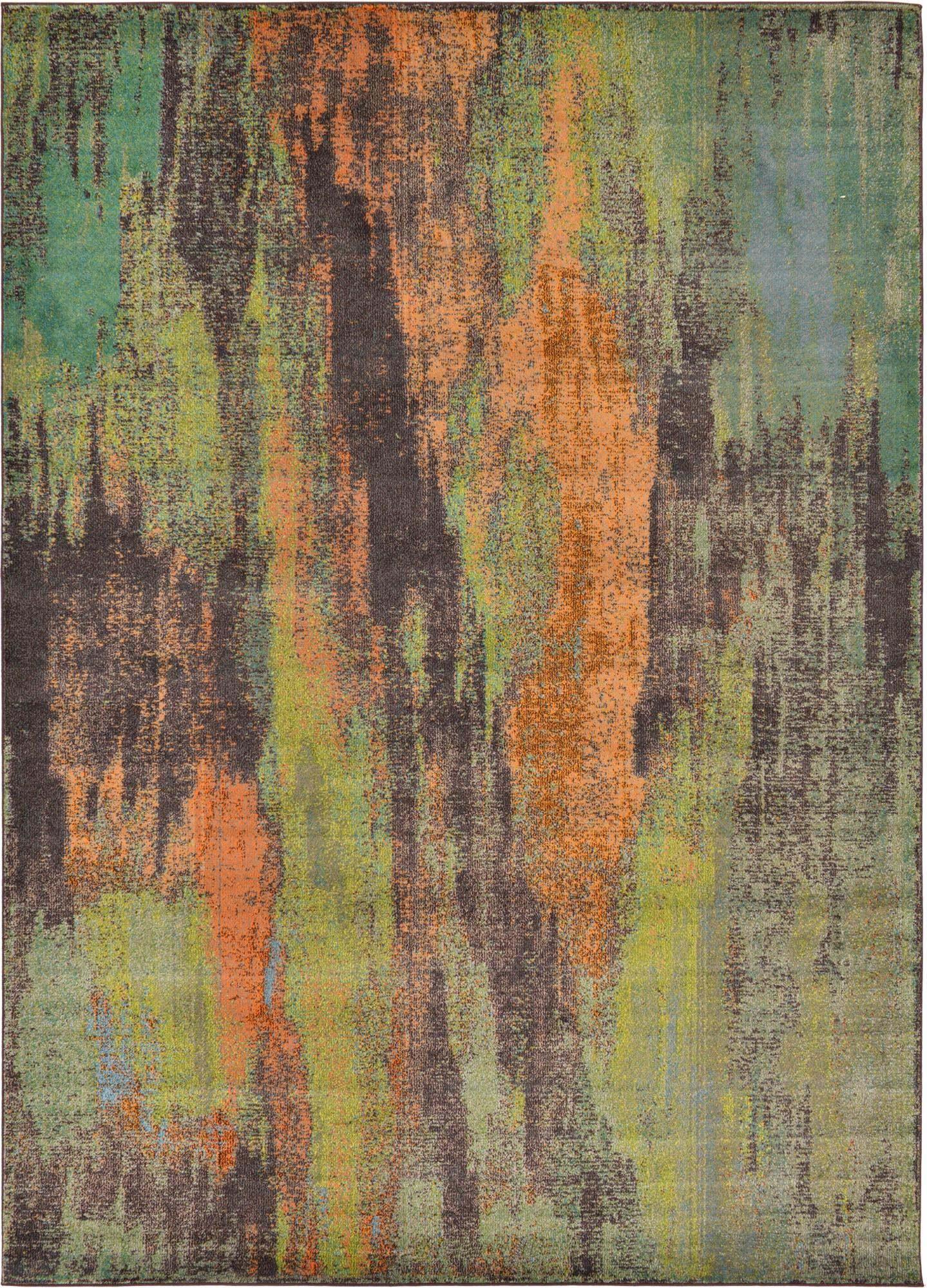 Unique Loom Indoor Rugs - Jardin Abstract Rectangular 8x11 Rug Multi & Orange