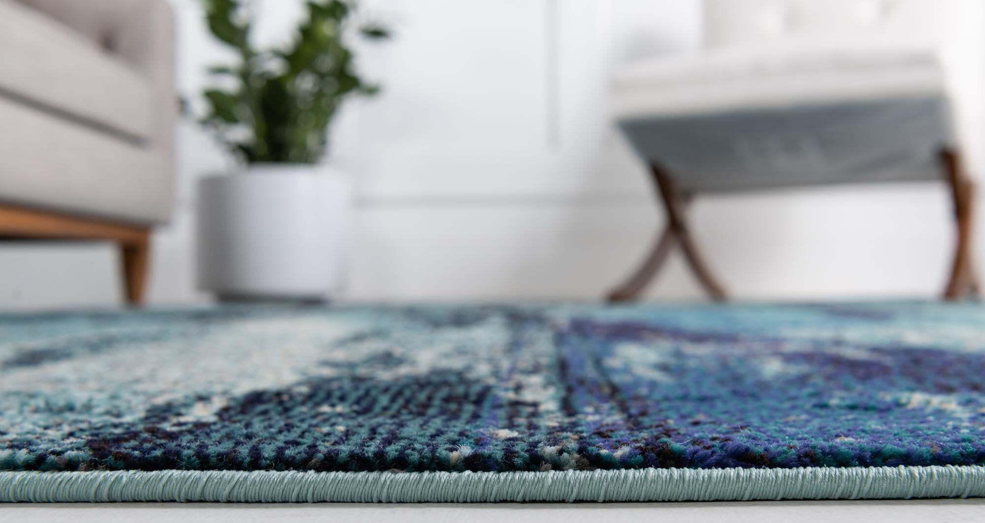 Unique Loom Indoor Rugs - Jardin Abstract Rectangular 9x12 Rug Blue & Gray