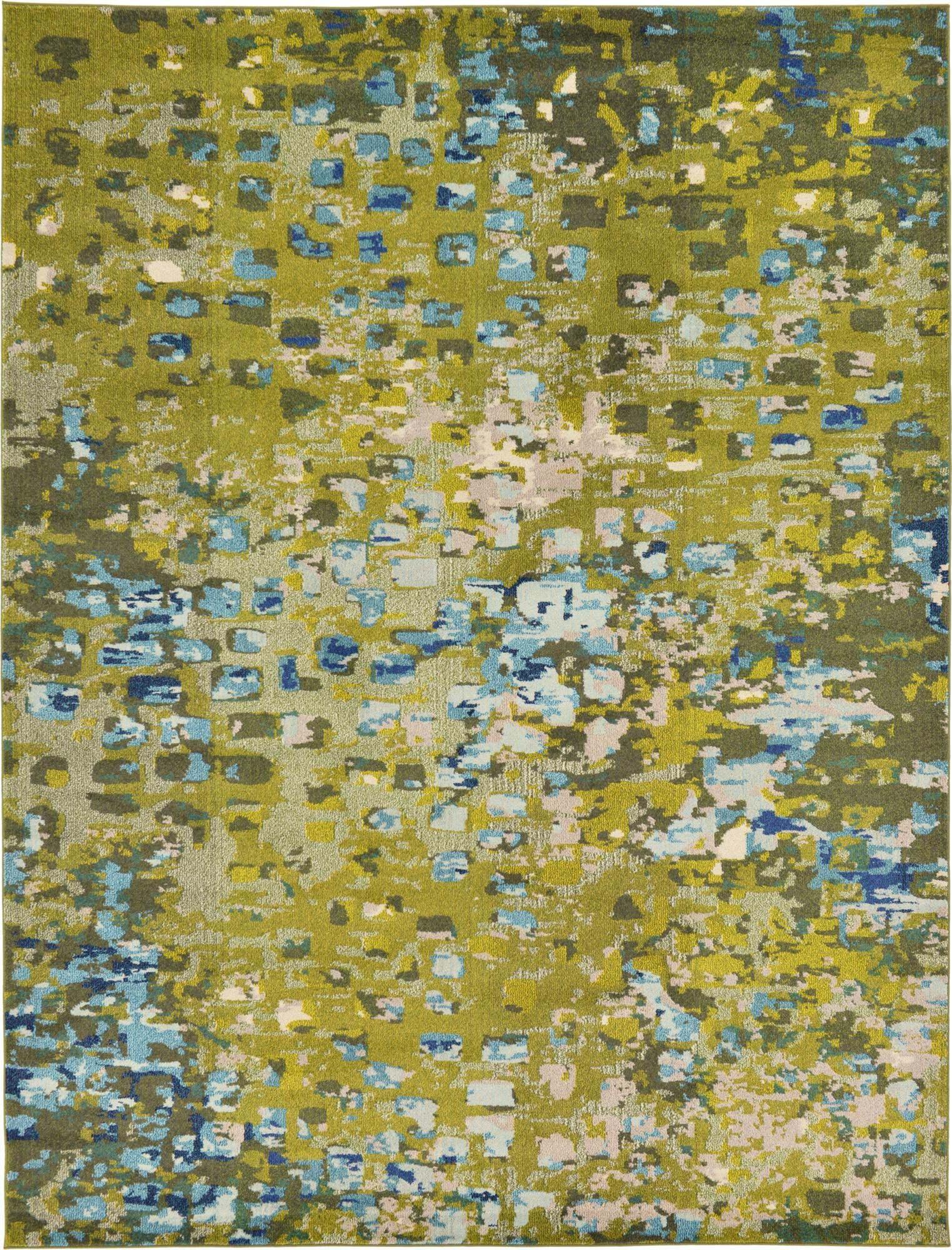 Unique Loom Indoor Rugs - Jardin Abstract Rectangular 9x12 Rug Green & Olive