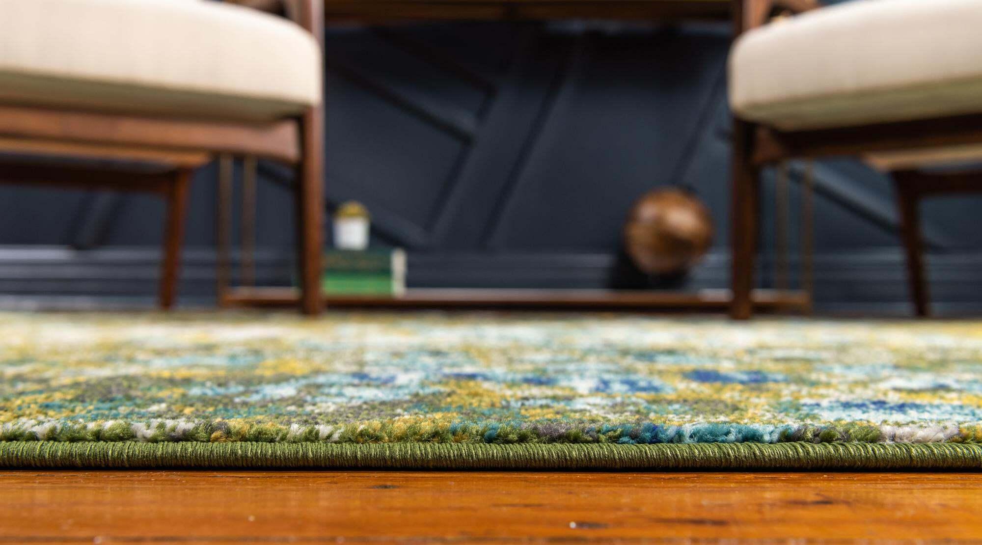 Unique Loom Indoor Rugs - Jardin Abstract Rectangular 9x12 Rug Green & Olive