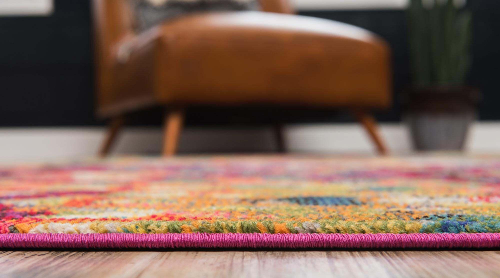 Unique Loom Indoor Rugs - Jardin Abstract Rectangular 9x12 Rug Multi & Blue