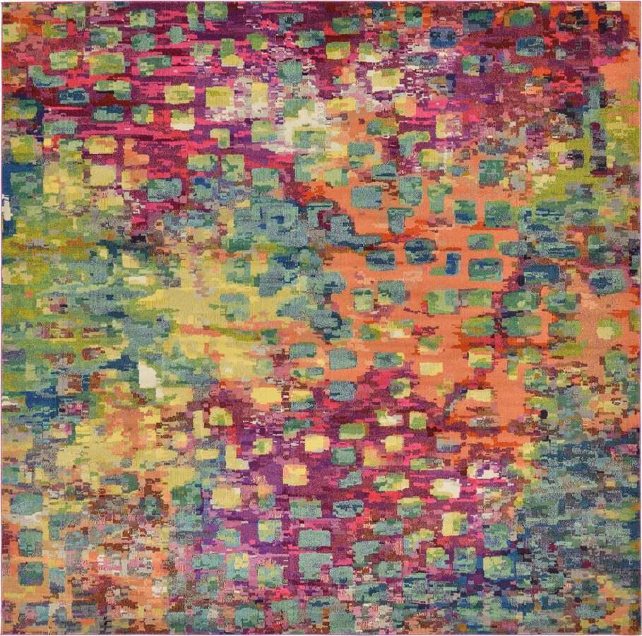 Unique Loom Indoor Rugs - Jardin Contemporary 12 Ft Square Square Rug Multi