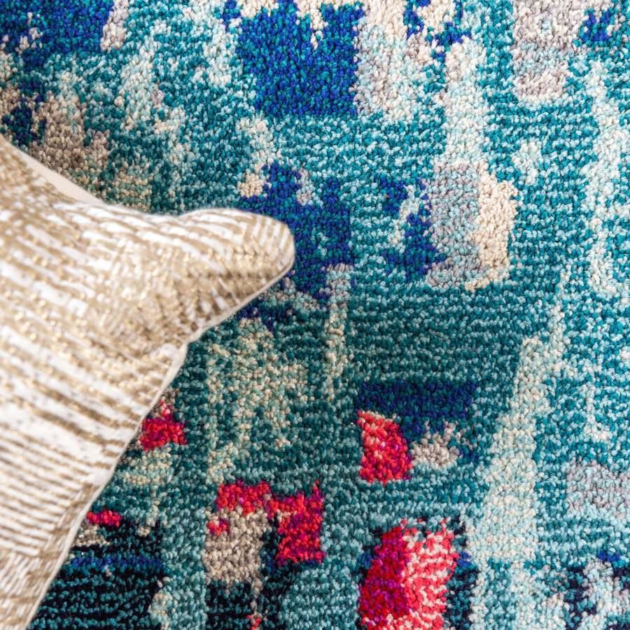 Unique Loom Indoor Rugs - Jardin Contemporary Palace Rectangular Rug Blue