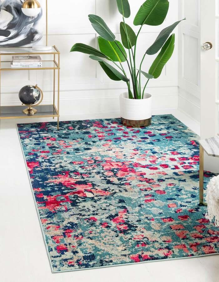 Unique Loom Indoor Rugs - Jardin Contemporary Palace Rectangular Rug Blue