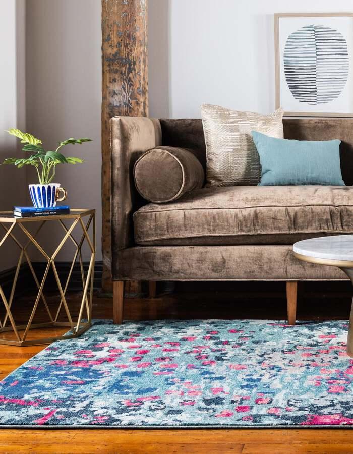 Unique Loom Indoor Rugs - Jardin Contemporary Palace Rectangular Rug Blue