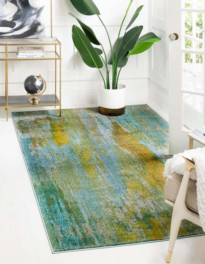 Unique Loom Indoor Rugs - Jardin Modern Palace Rectangular Rug Turquoise