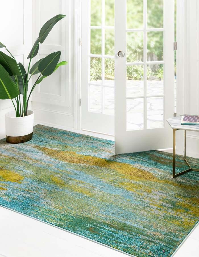 Unique Loom Indoor Rugs - Jardin Modern Palace Rectangular Rug Turquoise