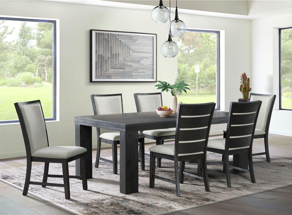Elements Dining Sets - Jasper 7PC Dining Set-Table & Six Side Chairs in Black Black
