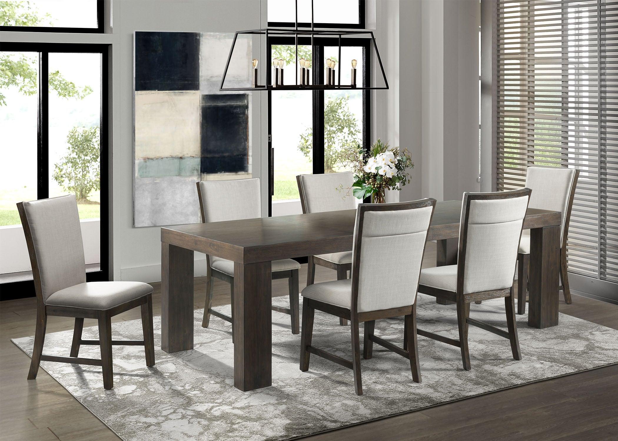 Elements Dining Sets - Jasper 7PC Dining Set-Table & Six Upholstered Side Chairs