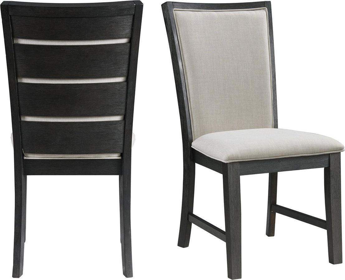 Elements Dining Chairs - Jasper Dining Slat Back Side Chair Set in Black Black