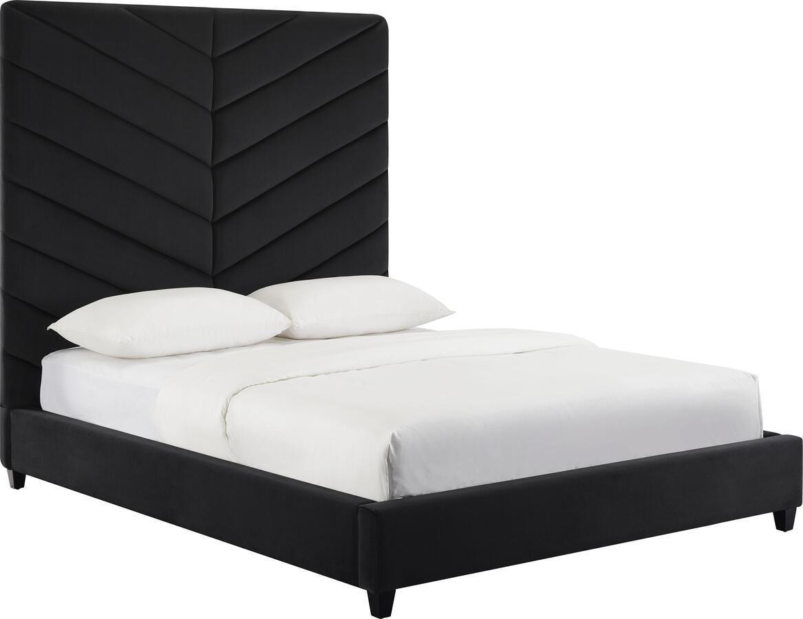 Tov Furniture Beds - Javan Black Velvet Bed in Queen
