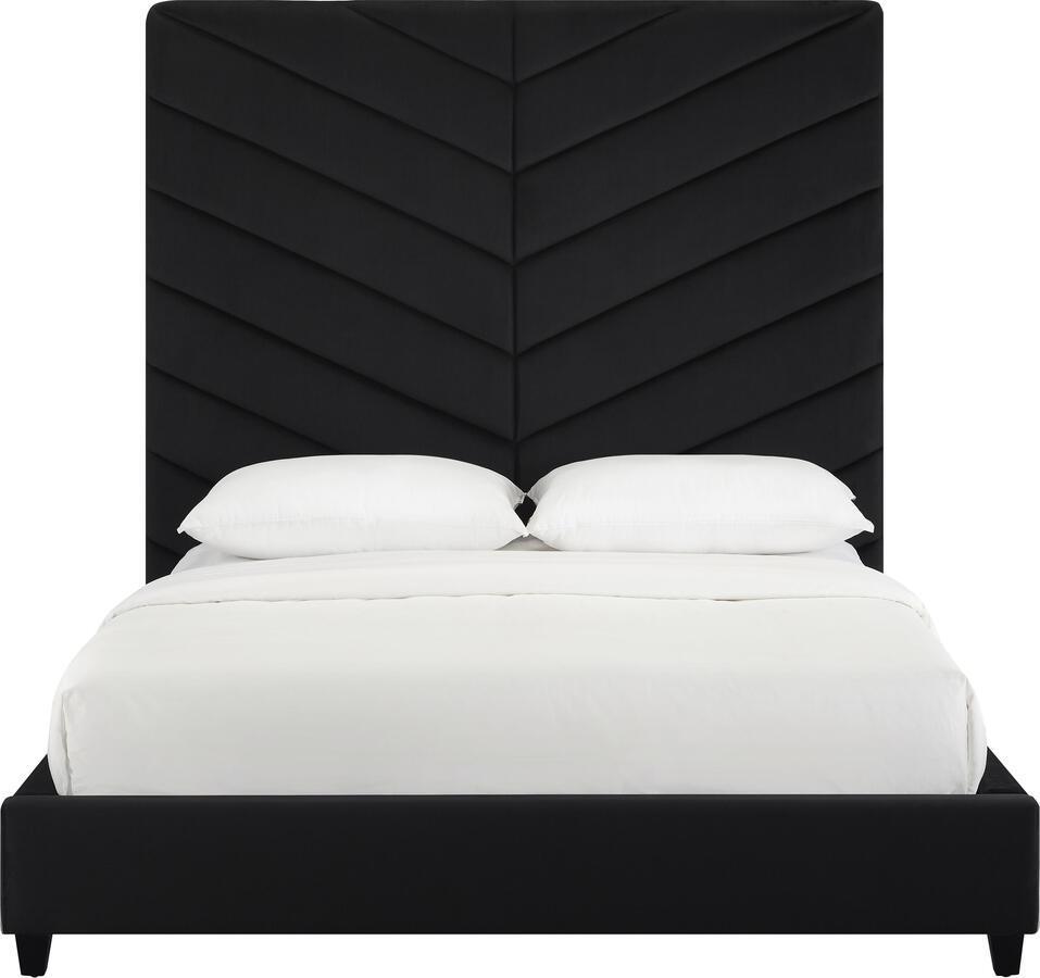 Tov Furniture Beds - Javan Black Velvet Bed in Queen