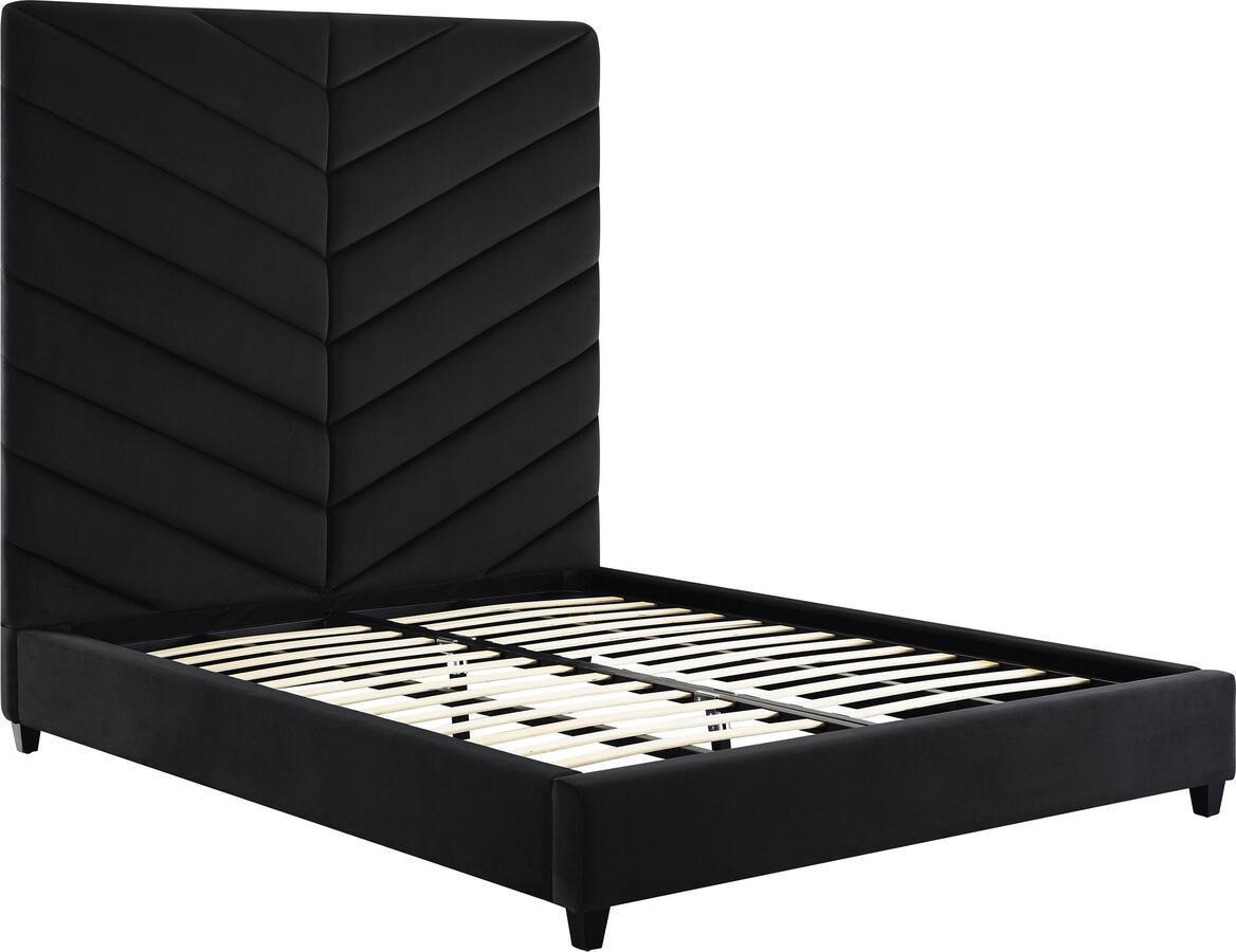 Tov Furniture Beds - Javan Black Velvet Bed in Queen