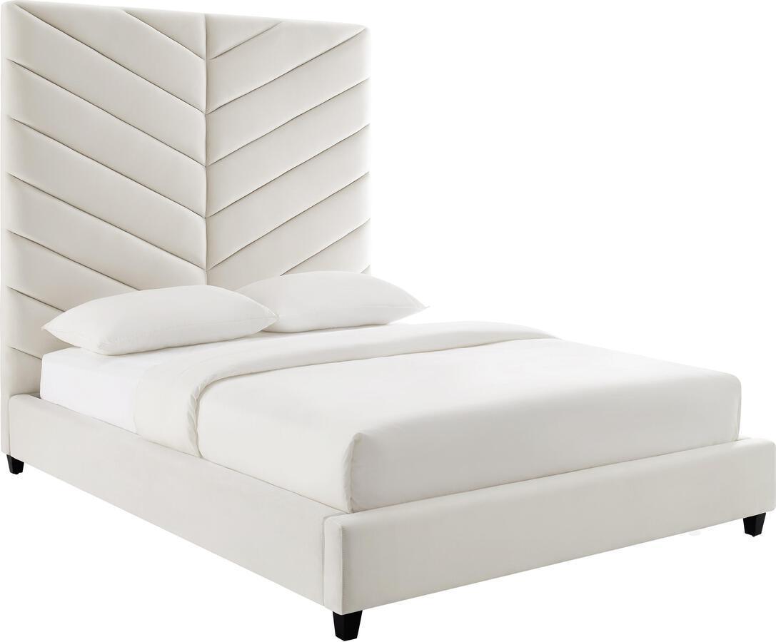 Tov Furniture Beds - Javan Cream Velvet Bed in King