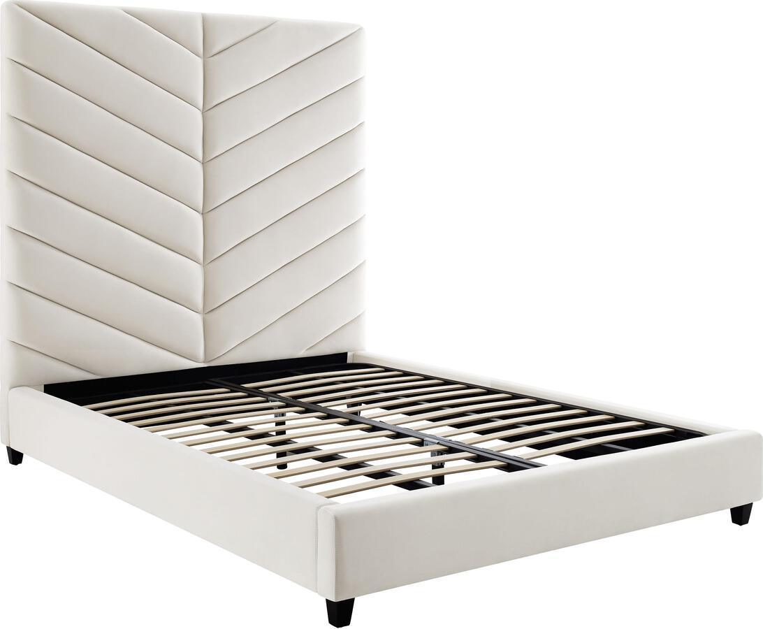 Tov Furniture Beds - Javan Cream Velvet Bed in King