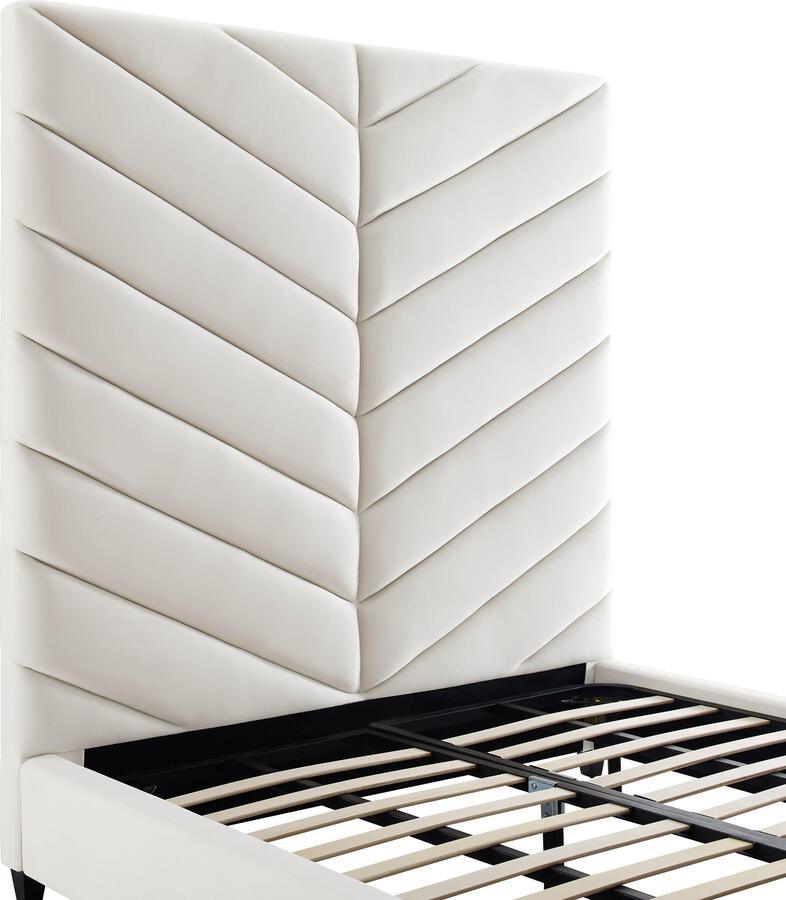 Tov Furniture Beds - Javan Cream Velvet Bed in King