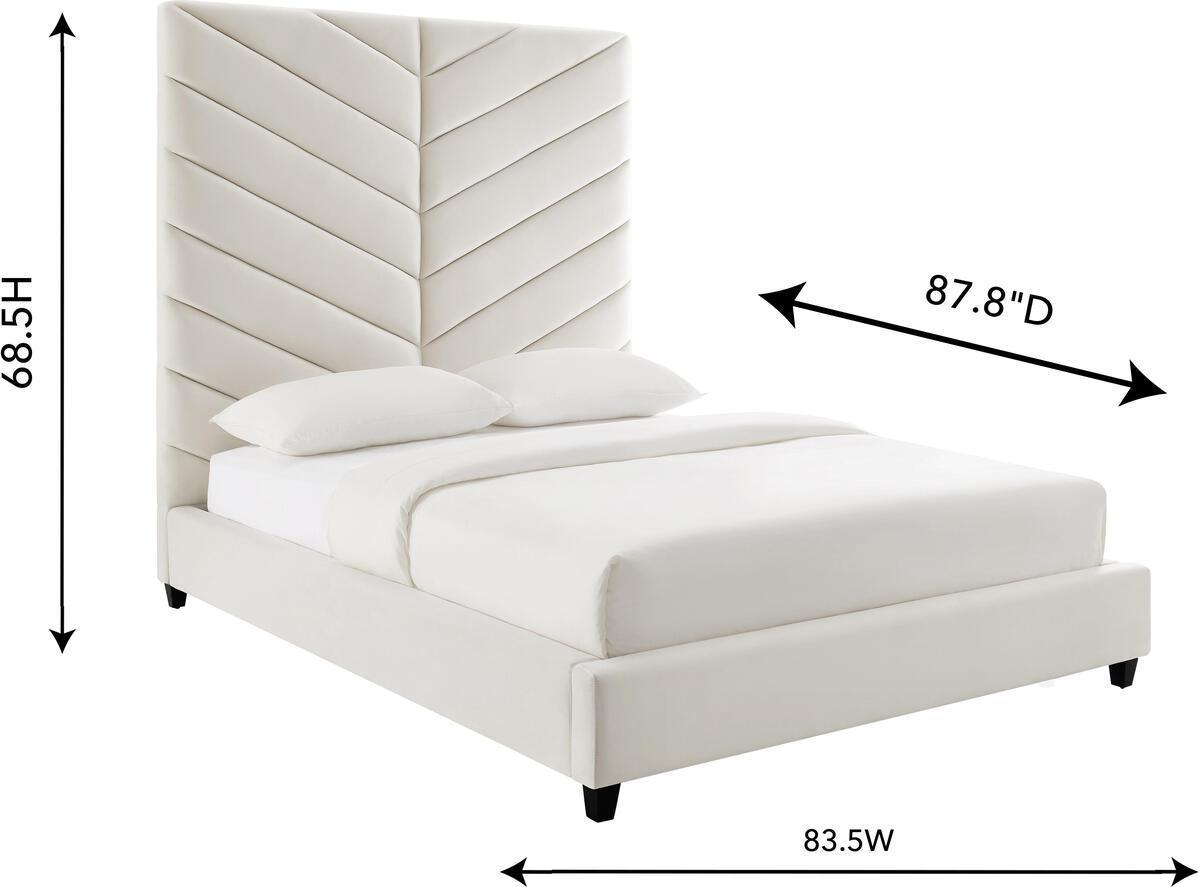 Tov Furniture Beds - Javan Cream Velvet Bed in King