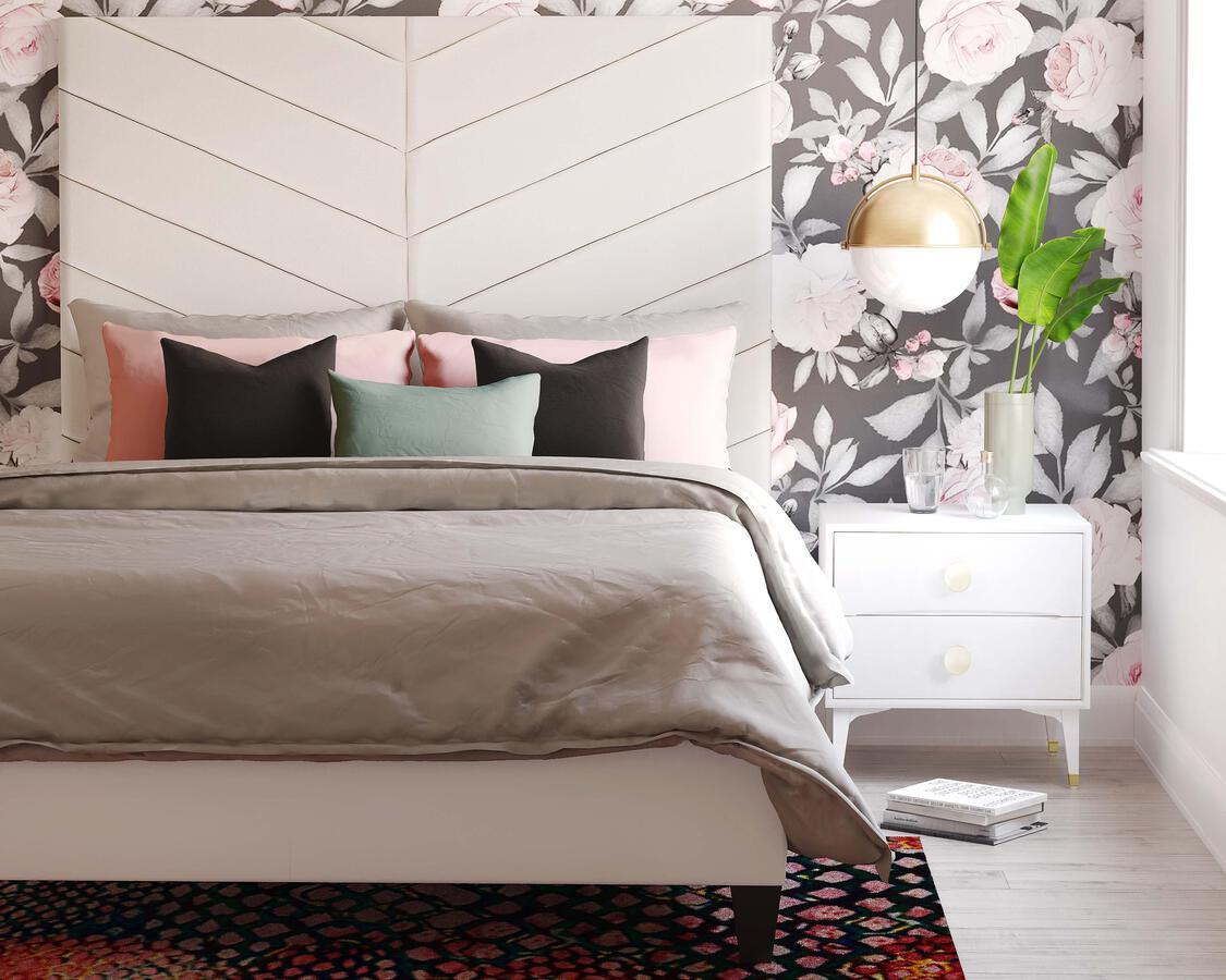 Tov Furniture Beds - Javan Cream Velvet Bed in King
