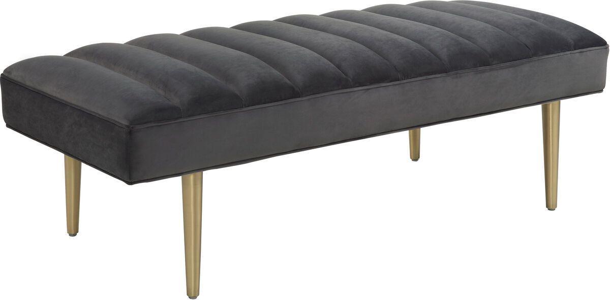 Tov Furniture Benches - Jax Grey Velvet Bench Gray