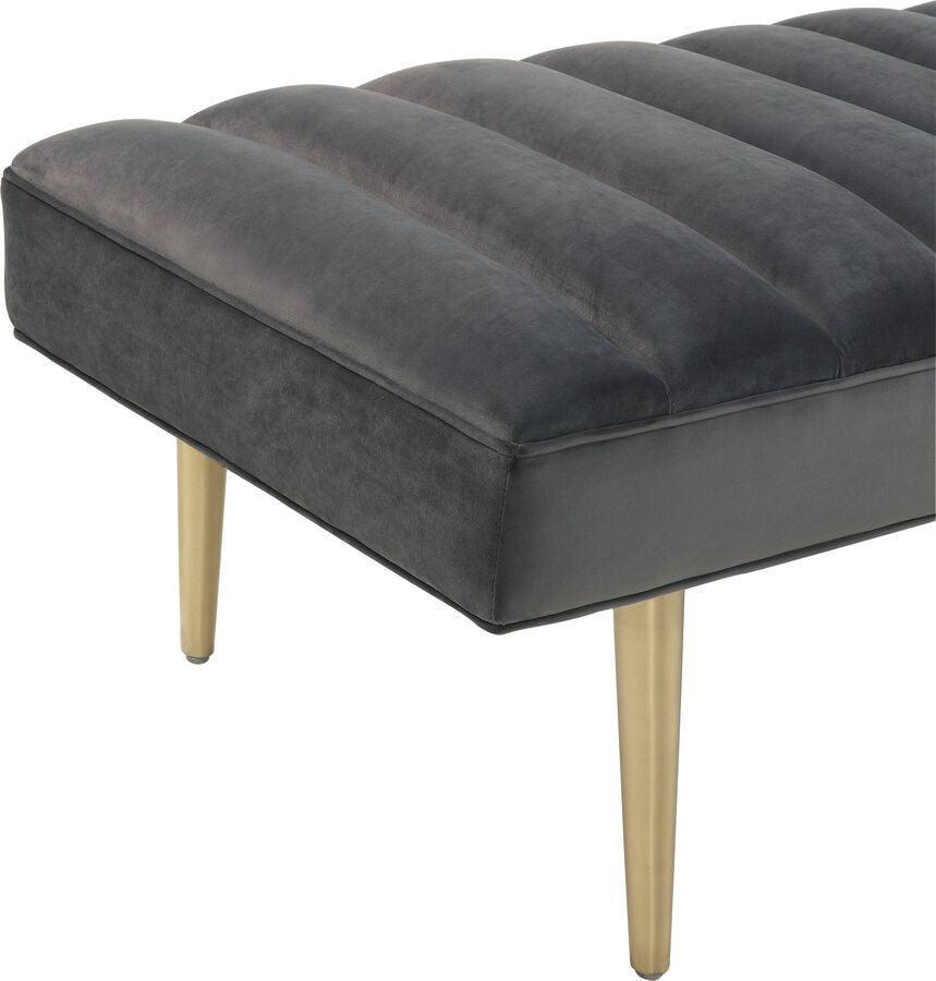 Tov Furniture Benches - Jax Grey Velvet Bench Gray