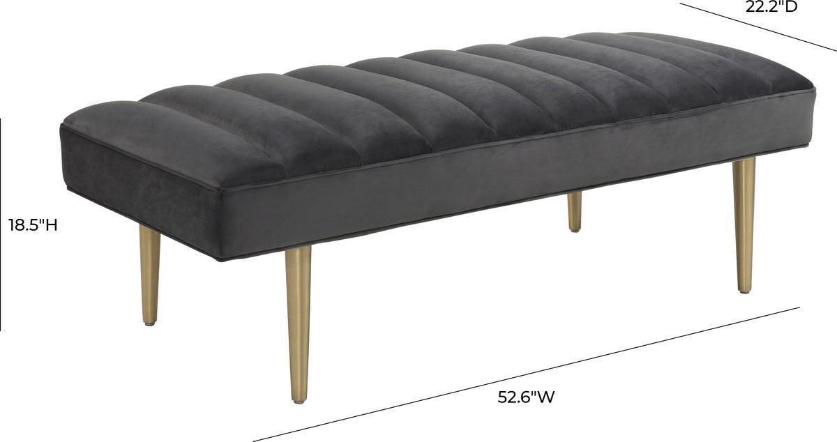 Tov Furniture Benches - Jax Grey Velvet Bench Gray